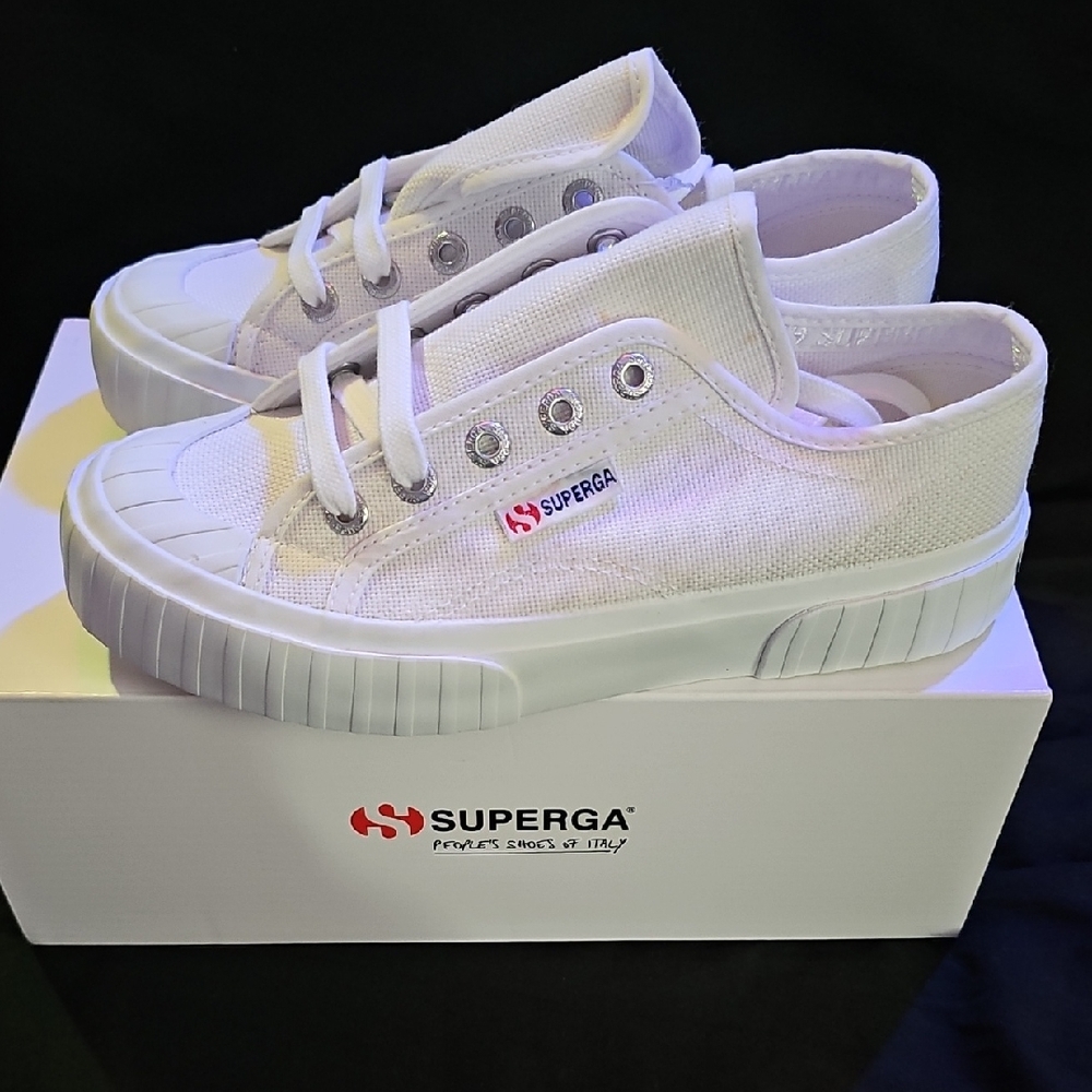 *Brand New* Superga 2630 White Strip Canvas Sneakers